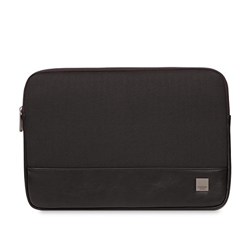 Knomo 43-101-BLK Holborn Notebook Sleeve aus haltbarem Polyestertwill mit Fischgrätenmuster kombiniert mit Kunstleder passend für 13 Zoll Laptop | Schwarz von Knomo