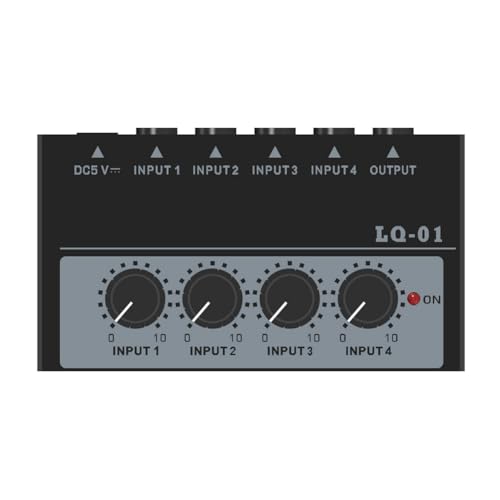 Knoruley -01 4-Kanal-Mixer, 4 Eingänge, 1 Ausgang, DC 5 V, Tragbarer Mini-Audiomixer, 4 Kanäle, Mischpult, EU-Stecker Knoruley -01 4-Kanal-Mixer, 4 Eingänge, 1 Ausgang, DC 5 V, Tragbarer Mini-Audiomixer, 4 Kanäle, Mischpult, EU-Stecker von Knoruley
