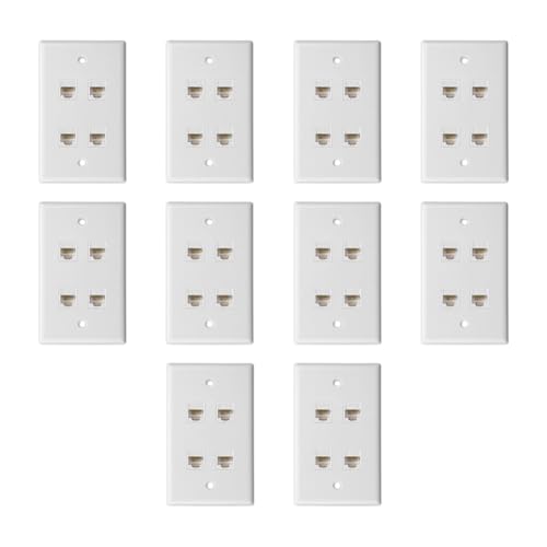 Knoruley 10 Stück Cat 6 Ethernet Wandplatte 4 Port Female to Female Kompatibel mit Cat6/5/5e Abnehmbare Frontplatte für Einfache Installation A Knoruley 10 Stück Cat 6 Ethernet Wandplatte 4 Port Female to Female Kompatibel mit Cat6/5/5e Abnehmbare Frontplatte für Einfache Installation A von Knoruley