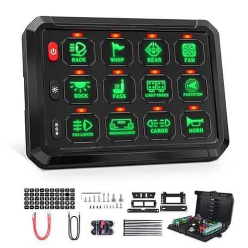 Knoruley 12-Gang-Schalterfeld, RGB-Schalter-Pod, 12-V-Schalterfeld für Auto, Offroad, Wohnmobil, Van, SUV, UTV, ATV Knoruley 12-Gang-Schalterfeld, RGB-Schalter-Pod, 12-V-Schalterfeld für Auto, Offroad, Wohnmobil, Van, SUV, UTV, ATV von Knoruley