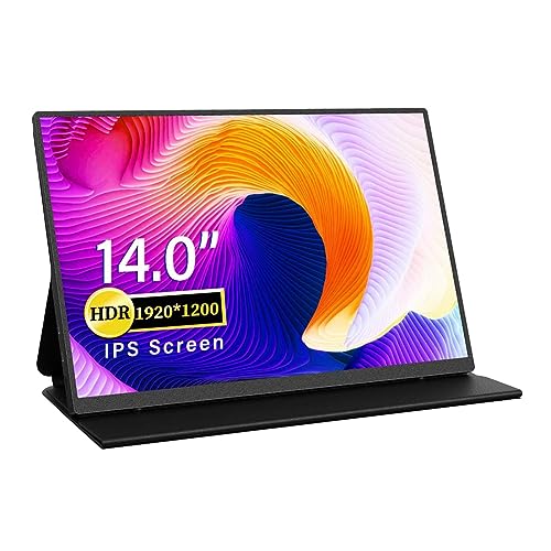 Knoruley 14,0 HD Tragbarer Monitor 1920X1200 FREE-SYNC Typ C -Kompatibler Gaming-Monitor für SWITCH PC-Kamera, Einfach zu Bedienen (EU-Stecker) von Knoruley
