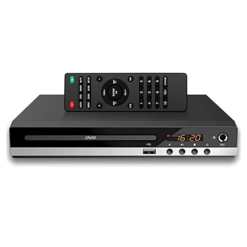Knoruley DVD-Player High-Definition 1080P Home DVD-Player-Box für TV DVD229 HD DVD-Player CD-Discs-Player AV-Ausgang MIC-Port EU-Stecker von Knoruley