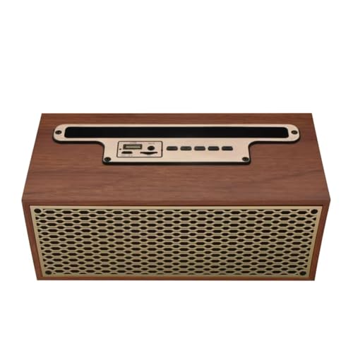 Knoruley FM/AM Vintage Holzmaserung Bluetooth-Lautsprecher Kabelloser Subwoofer Tragbares Radio Stereo Telefonständer Lautsprecher von Knoruley