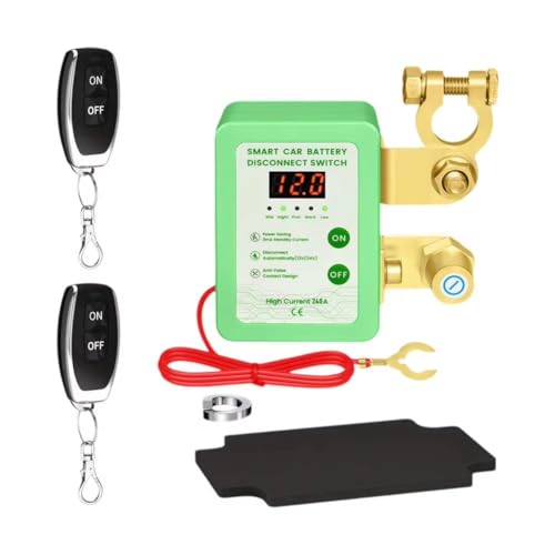 Knoruley Fernbedienbarer Batterietrennschalter mit LED-Spannungsanzeige, Stromabschalter, Auslaufschutz für Auto, Grün Knoruley Fernbedienbarer Batterietrennschalter mit LED-Spannungsanzeige, Stromabschalter, Auslaufschutz für Auto, Grün von Knoruley