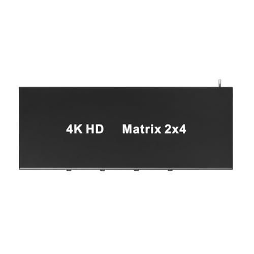 Knoruley -Kompatibler Matrix 2X4-Schalter-Splitter 4K 30Hz mit Audio-Ausgang, Unterstützt 3D für DVD HDTV TV Box, EU-Stecker von Knoruley