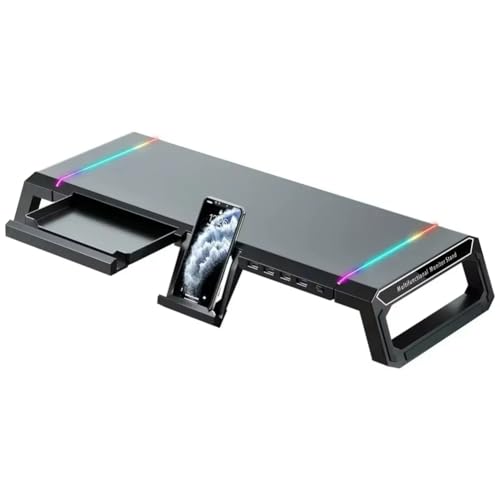 Knoruley Laptop -Monitor -Stand mit 4USB -Konnektivität, RGB Light & USB2.0 Fast Lading - Tastaturspeicher Inbegriffen von Knoruley