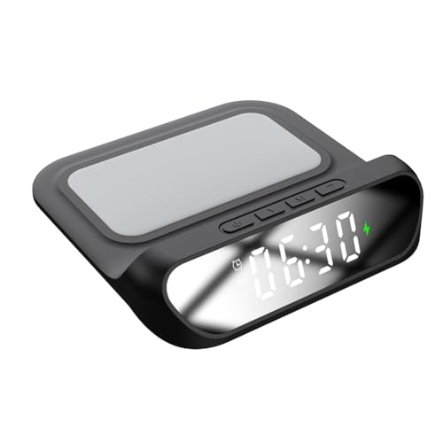 Knoruley Multifunktionaler Ladegerät Digitalanzeige Uhr Wireless-Ladegerät mit Digitalanzeige für Mobiltelefone Schwarz von Knoruley