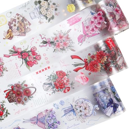Knoruley PET-Klebeband-Set, 4 Rollen mit Szenischen Ephemera für Junk Journaling, Scrapbooking, Basteln, DIY-Projekte, Serie „Bouquet für You" Knoruley PET-Klebeband-Set, 4 Rollen mit Szenischen Ephemera für Junk Journaling, Scrapbooking, Basteln, DIY-Projekte, Serie „Bouquet für You" von Knoruley