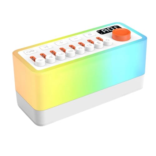 Knoruley Schlafgeräuschmaschine mit Weißem Rauschen und 8 Naturgeräuschen, Tragbarem Bluetooth-Lautsprecher, Nachtlichtern in 12 Farben von Knoruley