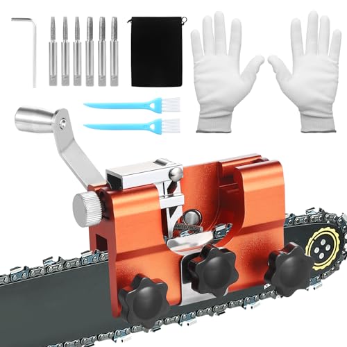 Knpwer Kettensägenschärfer Kit,Kettensäge Schärfgerät,Sägeketten Schärfgerät Zubehör,Tragbar Handkurbeln Sägekettenschärfgerät,für 4„-22“ Kettensägen von Knpwer
