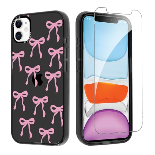 Hülle für iPhone 12 / iPhone 12 Pro 6,1" mit 1 Gehärtetem Glas Schutzfolie, Bogen Muster Ästhetik Handyhülle für Mädchen Frauen, Transluzente Silikon Stoßfest Anti-Gelb Schutzhülle, Rosa Schleife Hülle für iPhone 12 / iPhone 12 Pro 6,1" mit 1 Gehärtetem Glas Schutzfolie, Bogen Muster Ästhetik Handyhülle für Mädchen Frauen, Transluzente Silikon Stoßfest Anti-Gelb Schutzhülle, Rosa Schleife von Knrlqim