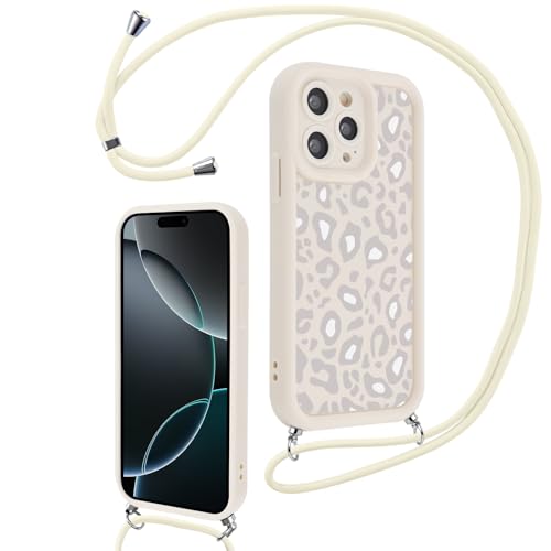 Hülle für iPhone 16 Pro 6.3" mit Band, Aesthetic Leopard Motiv Muster Design Handyhülle für Mädchen Frauen, Weich Silikon TPU Slim Stoßfest Anti-Vergilbung Schutzhülle mit Kordel, Beige 1 Hülle für iPhone 16 Pro 6.3" mit Band, Aesthetic Leopard Motiv Muster Design Handyhülle für Mädchen Frauen, Weich Silikon TPU Slim Stoßfest Anti-Vergilbung Schutzhülle mit Kordel, Beige 1 von Knrlqim