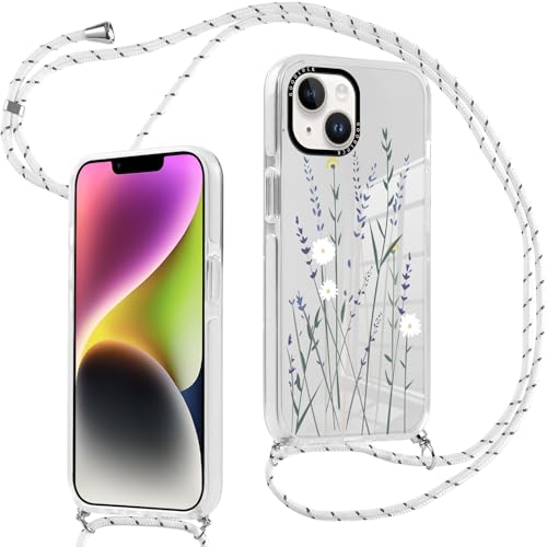 Knrlqim Durchsichtig Handyhülle Handykette für iPhone 15 Hülle mit Band 6,1", Aesthetic Blumen Muster Design Schutzhülle, PC Case für Necklace Verstellbare Umhängen Kordel, Ultra Stoßfest Cover Knrlqim Durchsichtig Handyhülle Handykette für iPhone 15 Hülle mit Band 6,1", Aesthetic Blumen Muster Design Schutzhülle, PC Case für Necklace Verstellbare Umhängen Kordel, Ultra Stoßfest Cover von Knrlqim