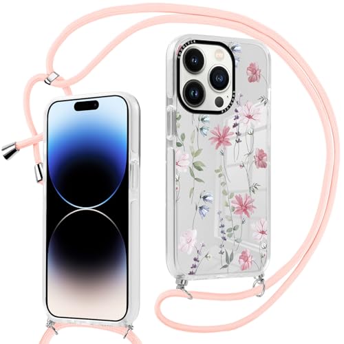 Knrlqim Durchsichtig Handyhülle Handykette für iPhone 16 Pro Max Hülle mit Band 6,9", Aesthetic Blumen Muster Design Schutzhülle, PC Case für Necklace Umhängen Kordel, Ultra Stoßfest Cover Knrlqim Durchsichtig Handyhülle Handykette für iPhone 16 Pro Max Hülle mit Band 6,9", Aesthetic Blumen Muster Design Schutzhülle, PC Case für Necklace Umhängen Kordel, Ultra Stoßfest Cover von Knrlqim