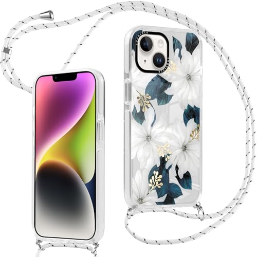 Knrlqim Durchsichtig Handyhülle Handykette für iPhone 15 Hülle mit Band 6,1", Aesthetic Blumen Muster Design Schutzhülle, PC Case für Necklace Verstellbare Umhängen Kordel, Ultra Stoßfest Cover Knrlqim Durchsichtig Handyhülle Handykette für iPhone 15 Hülle mit Band 6,1", Aesthetic Blumen Muster Design Schutzhülle, PC Case für Necklace Verstellbare Umhängen Kordel, Ultra Stoßfest Cover von Knrlqim