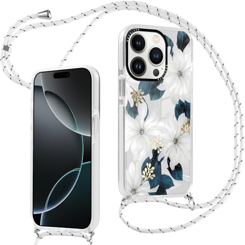 Knrlqim Durchsichtig Handyhülle Handykette für iPhone 16 Pro Hülle mit Band 6,3", Aesthetic Blumen Muster Design Schutzhülle, PC Case für Necklace Verstellbare Umhängen Kordel, Ultra Stoßfest Cover Knrlqim Durchsichtig Handyhülle Handykette für iPhone 16 Pro Hülle mit Band 6,3", Aesthetic Blumen Muster Design Schutzhülle, PC Case für Necklace Verstellbare Umhängen Kordel, Ultra Stoßfest Cover von Knrlqim