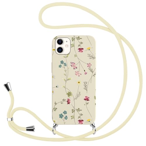 Knrlqim Handykette Handyhülle für iPhone 12/iPhone 12 Pro 6,1" Hülle mit Band, Aesthetic Blumen Design Kette Schutzhülle mit Schnur Abnehmbar, Necklace Case zum Umhängen Kordel Silikon Cover, Flower 4 Knrlqim Handykette Handyhülle für iPhone 12/iPhone 12 Pro 6,1" Hülle mit Band, Aesthetic Blumen Design Kette Schutzhülle mit Schnur Abnehmbar, Necklace Case zum Umhängen Kordel Silikon Cover, Flower 4 von Knrlqim