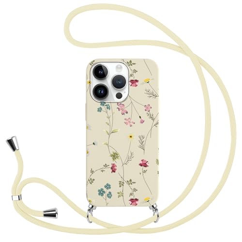 Knrlqim Handykette Handyhülle für iPhone 13 Pro 6,1" Hülle mit Band, Aesthetic Blumen Design Kette Schutzhülle mit Schnur Abnehmbar, Necklace Case zum Umhängen Kordel Silikon Cover, Flower 4 Knrlqim Handykette Handyhülle für iPhone 13 Pro 6,1" Hülle mit Band, Aesthetic Blumen Design Kette Schutzhülle mit Schnur Abnehmbar, Necklace Case zum Umhängen Kordel Silikon Cover, Flower 4 von Knrlqim