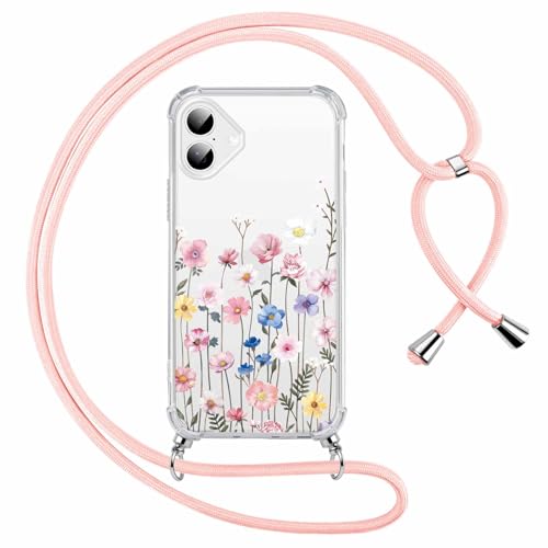 Knrlqim Handykette Handyhülle für iPhone 16 6,1" Hülle mit Band, Aesthetic Blumen Design Kette Schutzhülle mit Schnur Abnehmbar, Necklace Case zum Umhängen Kordel Silikon Cover, Flower 1 Knrlqim Handykette Handyhülle für iPhone 16 6,1" Hülle mit Band, Aesthetic Blumen Design Kette Schutzhülle mit Schnur Abnehmbar, Necklace Case zum Umhängen Kordel Silikon Cover, Flower 1 von Knrlqim