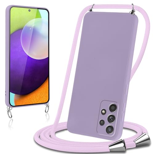 Knrlqim Handykette für Samsung Galaxy A52 / A52s 5G Hülle mit Band Liquid Silikon Necklace Handyhülle mit Abnehmbar Kordel Schutzhülle zum Umhängen Stoßfest Case Cover für Samsung A52 6,5",Lila Knrlqim Handykette für Samsung Galaxy A52 / A52s 5G Hülle mit Band Liquid Silikon Necklace Handyhülle mit Abnehmbar Kordel Schutzhülle zum Umhängen Stoßfest Case Cover für Samsung A52 6,5",Lila von Knrlqim