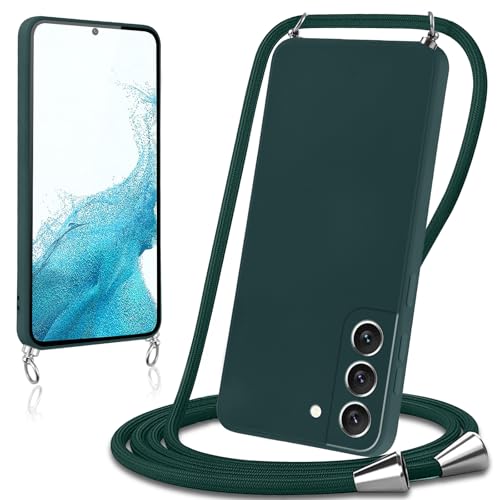 Knrlqim Handykette für Samsung Galaxy S22 5G Hülle mit Band Liquid Silikon Necklace Handyhülle mit Abnehmbar Kordel Schutzhülle zum Umhängen Stoßfest Case Cover für Samsung S22 5G 6,1",Grün von Knrlqim
