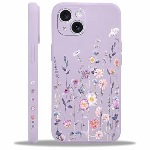 Knrlqim Hülle Blumen für iPhone 15 6,1", Bunt Cute Motiv Aesthetic Muster Design Handyhülle für Mädchen Frauen, Weich Silikon TPU Slim Stoßfest Kratzfest Schutzhülle Kameraschutz, Lila Knrlqim Hülle Blumen für iPhone 15 6,1", Bunt Cute Motiv Aesthetic Muster Design Handyhülle für Mädchen Frauen, Weich Silikon TPU Slim Stoßfest Kratzfest Schutzhülle Kameraschutz, Lila von Knrlqim
