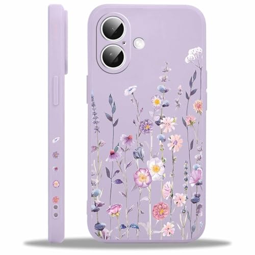 Knrlqim Hülle Blumen für iPhone 16 6,1", Bunt Cute Motiv Aesthetic Muster Design Handyhülle für Mädchen Frauen, Weich Silikon TPU Slim Stoßfest Kratzfest Schutzhülle Kameraschutz, Lila Knrlqim Hülle Blumen für iPhone 16 6,1", Bunt Cute Motiv Aesthetic Muster Design Handyhülle für Mädchen Frauen, Weich Silikon TPU Slim Stoßfest Kratzfest Schutzhülle Kameraschutz, Lila von Knrlqim