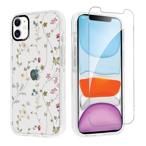 Hülle für iPhone 12 / iPhone 12 Pro 6,1" mit 1 Gehärtetem Glas Schutzfolie, Blumen Motiv Transparent Ästhetik Handyhülle für Mädchen Frauen, Silikon Stoßfest Anti-Gelb Schutzhülle, Flower 02 Hülle für iPhone 12 / iPhone 12 Pro 6,1" mit 1 Gehärtetem Glas Schutzfolie, Blumen Motiv Transparent Ästhetik Handyhülle für Mädchen Frauen, Silikon Stoßfest Anti-Gelb Schutzhülle, Flower 02 von Knrlqim