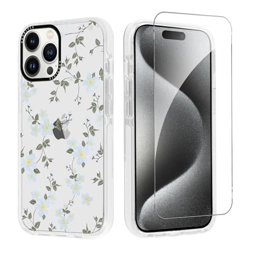 Knrlqim Hülle für iPhone 16pm 6,9" mit 1 Gehärtetem Glas Schutzfolie, Blumen Muster Motiv Transparent Ästhetik Kawaii Handyhülle für Mädchen Frauen, Silikon Stoßfest Anti-Gelb Schutzhülle, Flower 03 Knrlqim Hülle für iPhone 16pm 6,9" mit 1 Gehärtetem Glas Schutzfolie, Blumen Muster Motiv Transparent Ästhetik Kawaii Handyhülle für Mädchen Frauen, Silikon Stoßfest Anti-Gelb Schutzhülle, Flower 03 von Knrlqim