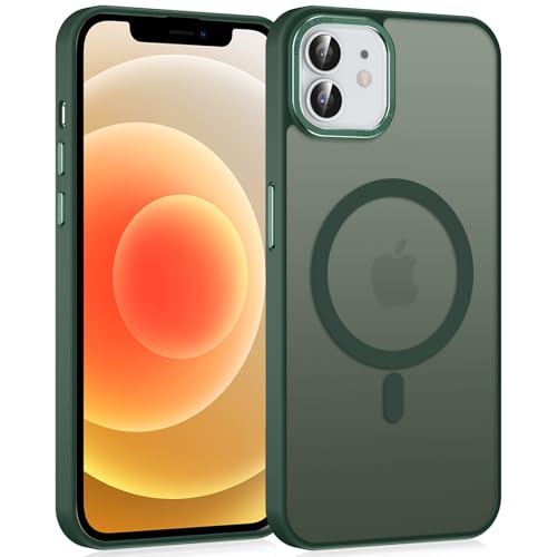 Knrlqim Magnetisch Handyhülle für Apple iPhone 12/12 Pro 6.1" Hülle,Kompatibel mit MagSafe,Ultra Dünn Silikon Stoßfest Magnet Transluzente Matte Case Schutzhülle Kratzfeste rutschfeste,Grün von Knrlqim