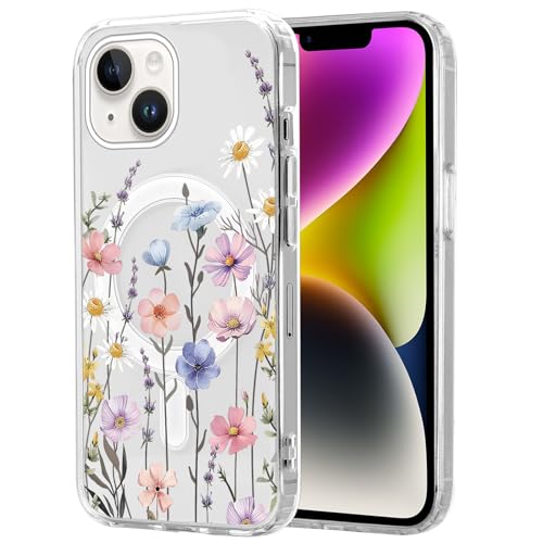 Knrlqim Magnetisch Hülle für iPhone 13/iPhone 14 6,1", Transparent Soft Handyhülle mit Blumen Muster, Kompatibel mit MagSafe Silikon Aesthetic Niedlich durchsichtig Stoßfest Schutzhülle, Blumen 1 Knrlqim Magnetisch Hülle für iPhone 13/iPhone 14 6,1", Transparent Soft Handyhülle mit Blumen Muster, Kompatibel mit MagSafe Silikon Aesthetic Niedlich durchsichtig Stoßfest Schutzhülle, Blumen 1 von Knrlqim