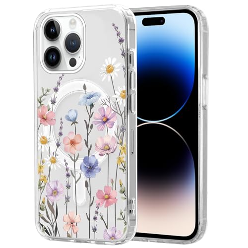 Knrlqim Magnetisch Hülle für iPhone 14 Pro Max 6,7", Transparent Soft Handyhülle mit Blumen Muster, Kompatibel mit MagSafe Silikon Aesthetic Niedlich durchsichtig Stoßfest Schutzhülle, Blumen 1 Knrlqim Magnetisch Hülle für iPhone 14 Pro Max 6,7", Transparent Soft Handyhülle mit Blumen Muster, Kompatibel mit MagSafe Silikon Aesthetic Niedlich durchsichtig Stoßfest Schutzhülle, Blumen 1 von Knrlqim
