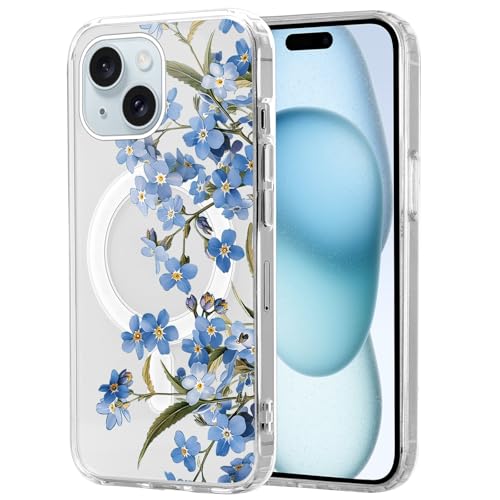 Knrlqim Magnetisch Hülle für iPhone 15 6,1", Transparent Soft Handyhülle mit Blumen Muster, Kompatibel mit MagSafe Silikon Aesthetic Niedlich durchsichtig Stoßfest Schutzhülle, Blumen 2 Knrlqim Magnetisch Hülle für iPhone 15 6,1", Transparent Soft Handyhülle mit Blumen Muster, Kompatibel mit MagSafe Silikon Aesthetic Niedlich durchsichtig Stoßfest Schutzhülle, Blumen 2 von Knrlqim