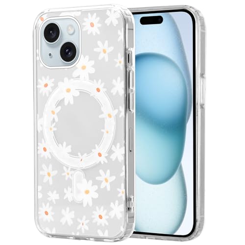 Knrlqim Magnetisch Hülle für iPhone 15 6,1", Transparent Soft Handyhülle mit Blumen Muster, Kompatibel mit MagSafe Silikon Aesthetic Niedlich durchsichtig Stoßfest Schutzhülle, Blumen 4 Knrlqim Magnetisch Hülle für iPhone 15 6,1", Transparent Soft Handyhülle mit Blumen Muster, Kompatibel mit MagSafe Silikon Aesthetic Niedlich durchsichtig Stoßfest Schutzhülle, Blumen 4 von Knrlqim