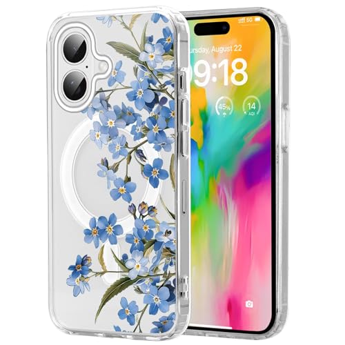 Knrlqim Magnetisch Hülle für iPhone 16 6,1", Transparent Soft Handyhülle mit Blumen Muster, Kompatibel mit MagSafe Silikon Aesthetic Niedlich durchsichtig Stoßfest Schutzhülle, Blumen 2 Knrlqim Magnetisch Hülle für iPhone 16 6,1", Transparent Soft Handyhülle mit Blumen Muster, Kompatibel mit MagSafe Silikon Aesthetic Niedlich durchsichtig Stoßfest Schutzhülle, Blumen 2 von Knrlqim