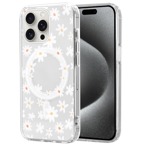 Knrlqim Magnetisch Hülle für iPhone 16 Pro 6,3", Transparent Soft Handyhülle mit Blumen Muster, Kompatibel mit MagSafe Silikon Aesthetic Niedlich durchsichtig Stoßfest Schutzhülle, Blumen 4 Knrlqim Magnetisch Hülle für iPhone 16 Pro 6,3", Transparent Soft Handyhülle mit Blumen Muster, Kompatibel mit MagSafe Silikon Aesthetic Niedlich durchsichtig Stoßfest Schutzhülle, Blumen 4 von Knrlqim