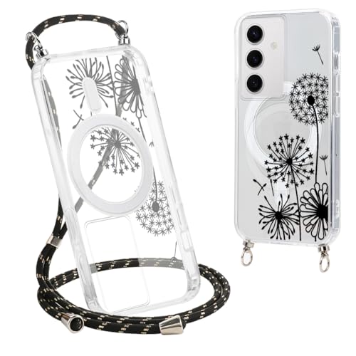 Knrlqim Magnetische Handykette Hülle für Samsung Galaxy S24 6,2" mit Band, Kompatibel mit MagSafe, Aesthetic Transparent mit Umhängeband Silikon + Schwer PC Schutzhülle Motiv Schutzhülle, Blumen 2 Knrlqim Magnetische Handykette Hülle für Samsung Galaxy S24 6,2" mit Band, Kompatibel mit MagSafe, Aesthetic Transparent mit Umhängeband Silikon + Schwer PC Schutzhülle Motiv Schutzhülle, Blumen 2 von Knrlqim