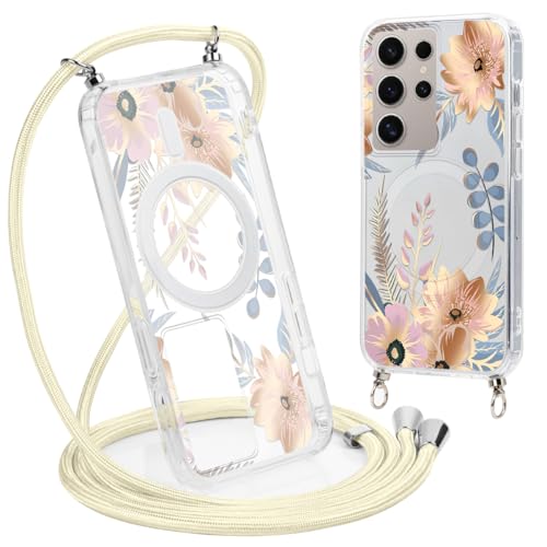 Knrlqim Magnetische Handykette Hülle für Samsung Galaxy S24 Ultra 6,8" mit Band, Kompatibel mit MagSafe, Aesthetic Blumen mit Umhängeband Silikon + Schwer PC Schutzhülle Motiv Schutzhülle, Blumen 3 Knrlqim Magnetische Handykette Hülle für Samsung Galaxy S24 Ultra 6,8" mit Band, Kompatibel mit MagSafe, Aesthetic Blumen mit Umhängeband Silikon + Schwer PC Schutzhülle Motiv Schutzhülle, Blumen 3 von Knrlqim