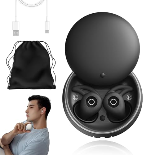Novonell Snooze Pods Pro, Snoozepods Pro SchlafkopfhöRer, SchlafkopfhöRer Bluetooth mit Anc, KopfhöRer Gegen Schnarchen, KopfhöRer Schlafen, Anti Schnarch-KopfhöRer füR SeitenschläFer (Schwarz) von Knubbuf