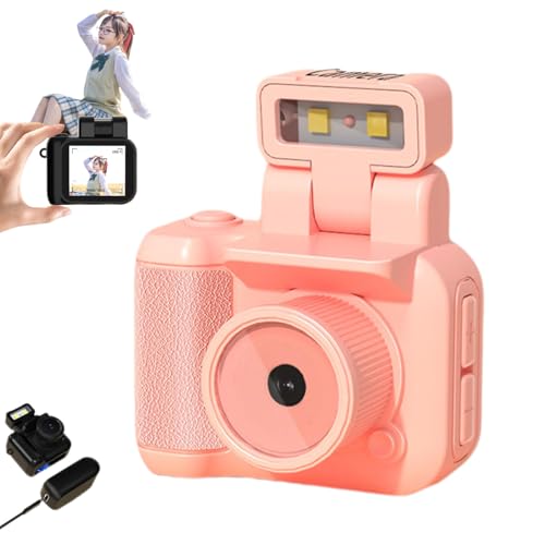Retrosnap Mit LED-Blitzlicht, Retrosnap Camera, 1080p Mini Digitalkamera, Schlüsselanhänger-Kamera Mini Mit 6 Fotofiltern, Videokamera Für Vlogging Auf Reisen (64G-Rosa, Type-C) von Knubbuf