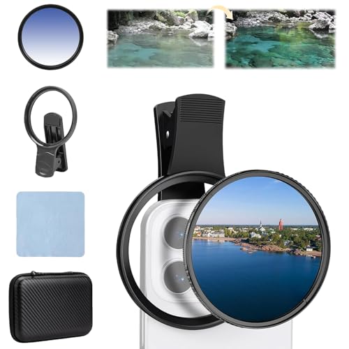 Tragbares Polarisationskameraobjektiv füR Smartphones, Passend füR Alle Modelle, 52mm/67mm Clip-On-Handy-Filter Polarisationsfilter, Reduziert Blendung,Intensiviert Farben (Black) von Knubbuf