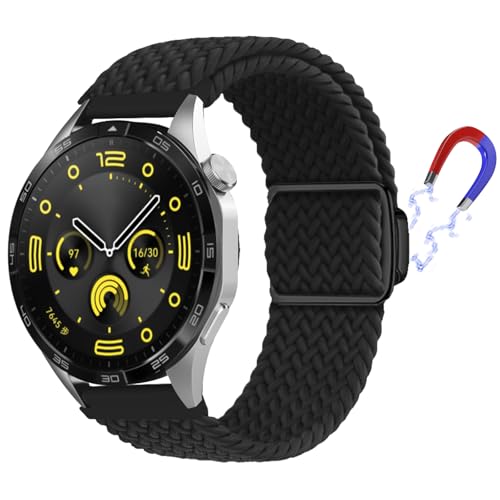 KoGiio 22mm Geflochtenes Armband Kompatibel mit Xiaomi Watch 2/Xiaomi Watch S3/ Watch 2 Pro/Oneplus watch 2/Amazfit Balance/Bip 5/Huawei Watch GT4 46mm/Watch 4 Pro, Magnetisch Ersatzarmband Schwarz von KoGiio