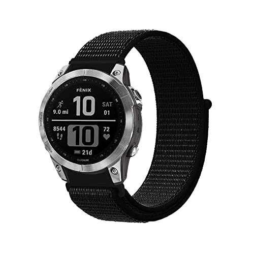 KoGiio Armband QuickFit 22mm für Garmin quatix 7 Pro 47mm/ MARQ Commander/Golfer/Athlete (Gen 2) /Fenix 7 Pro Solar/7/6 Pro Solar, Nylon Uhrenarmband für Garmin Descent G1 Solar/Garmin epix-Schwarz von KoGiio