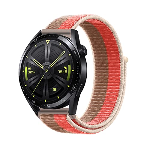 KoGiio Armband für Xiaomi Watch S3 /Xiaomi Watch 2/Xiaomi Watch 2 Pro/Huawei Watch GT 4 46mm/Watch 4 Pro/3 Pro/ 4/Ultimate/Watch Buds, 22mm Nylon Sanft Einstellbare Uhrenarmband-Gelb/Weiss-Weizen/Rosa von KoGiio