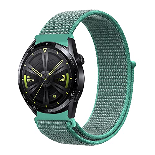 KoGiio Armband für Xiaomi Watch S3 /Xiaomi Watch 2/Xiaomi Watch 2 Pro/Huawei Watch GT 4 46mm/Watch 4 Pro/3 Pro/ 4/Watch Ultimate/Watch Buds, 22mm Nylon Sanft Einstellbare Uhrenarmband-Grün von KoGiio