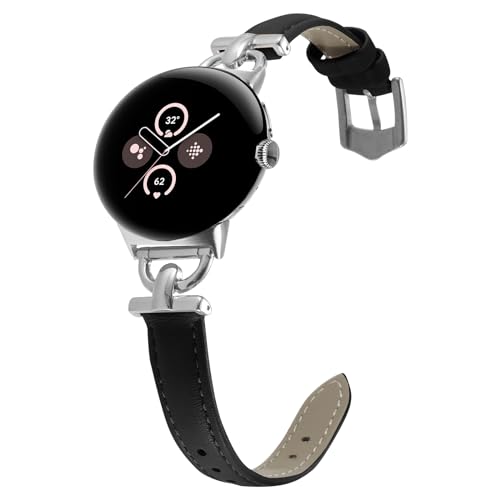 KoGiio Leder Armband Kompatibel mit Google watch 2 / Google watch, Damen Frauen Armbänder Uhrenarmband für Google watch 2 / Google watch, D-förmiger Metallschließe - Schwarz von KoGiio