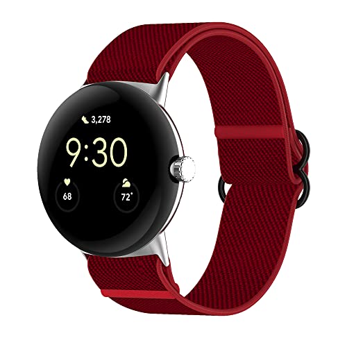 KoGiio Nylon Armband Kompatibel mit Google Pixel Watch 2 / Google Pixel Watch, Männer und Frauen Solo Loop Einstellbare Elastizität Ersatzband Armbänder Kompatibel mit Google Pixel Watch/Watch 2 von KoGiio