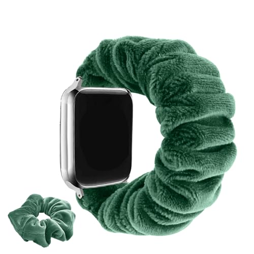 KoGiio Scrunchie Armband Kompatibel mit 41mm 40mm 38mm Apple Watch, Weiches Ersatzband aus Plüsch,【Scrunchie + Armbänder 】 Uhrenarmband Kompatibel mit Series 9 8 7 6 5 4 3 2 1 SE - Grün von KoGiio