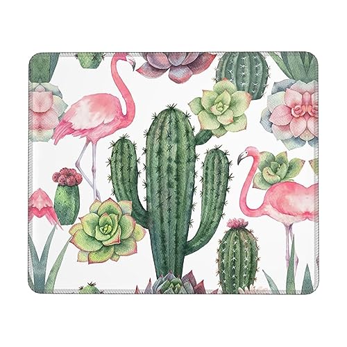 Wasserdichtes Mauspad mit genähtem Rand, rutschfeste Gummiunterseite für Laptop oder Desktop-Computer, rosa Flamingo-Sukkulenten Wasserdichtes Mauspad mit genähtem Rand, rutschfeste Gummiunterseite für Laptop oder Desktop-Computer, rosa Flamingo-Sukkulenten von KoNsev