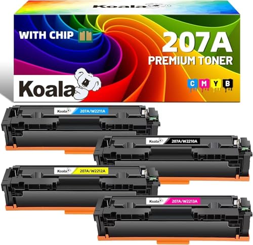 Koala 207A Tonerkartusche (mit Chip) kompatibel mit HP Toner 207A W2210A W2211A W2212A W2213A für HP Color Laserjet Pro MFP M283fdw M283fdn Color Laserjet Pro MFP M282nw M255nw M255dw (4er-Pack) von Koala